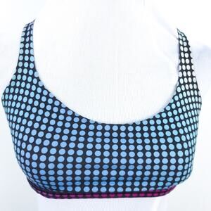Lululemon Free To Be Bra SZ 6 Blue Medium Support Strappy Back Polkadot Pixilate